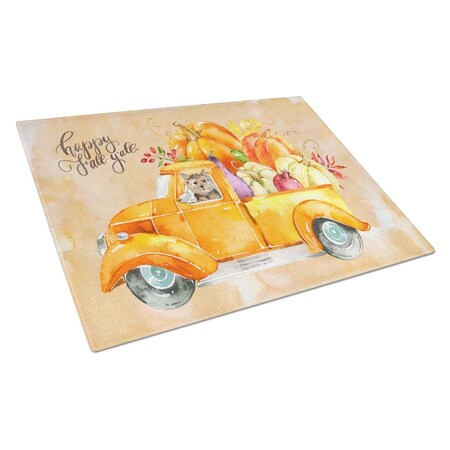 Carolines Treasures Fall Harvest Norwich Terrier Glass Cutting Board Large CK2673LCB